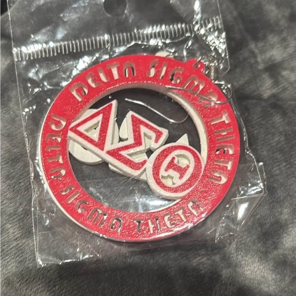 Delta Sigma Theta Red and White Earrings